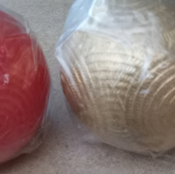 Three Ball Christmas Candles Red,Green,Gold  Swirls on each one they are NIB - Picture 2 of 11